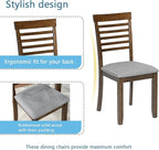KEIKI 5-Piece Standard Height Dining Table Set with Rectangular Table and 4 Upholstered Ladder Backrset Chair, for 4 Person, Modern Wooden Table Set, Easy Assembly, for Kitchen, Dining Room, Walnut