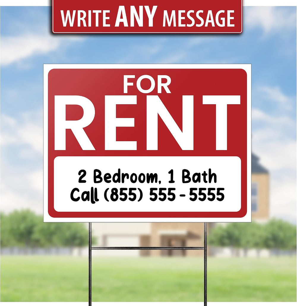 For Rent Signs (2 Pack) – LARGE 24” x 18” Double-Sided Signs with Heavy-Duty ...