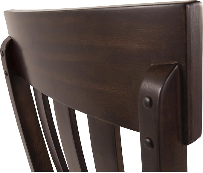 Signature Design by Ashley Haddigan Faux Leather Cushioned Rake Back Dining Chair, 2 Count, Dark Brown