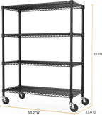 Industrial Metal 4 Tier Shelving for Garage, Pantry, Warehouse, Basement Utility Room, Storage Rack Metal Shelving Unit, Shelf Organizer, Black 23.6" D x 53.2" W x 73.6" H