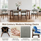 Farmhouse Dining Chairs Set of 4, Mid Century Modern Fabric Upholstered Kitchen Chairs, Wooden Dining Room Chair with Curved Back for Kitchen Dining Room Restaurant Cafe, Light Green (Only Chairs)