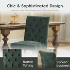 Upholstered Tufted Chenille Dining Side Chairs, Armless Nailhead Trim Chairs with Solid Wood Legs, Modern Farmhouse Chairs for Dining Room, Kitchen & Living Room (Set of 6, Olive Green)