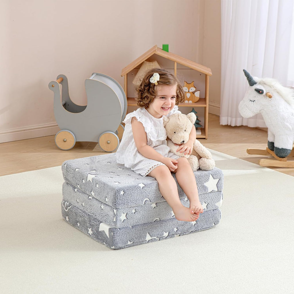Kids Floor Mattress, Foldable Foam Mattress,57 x 23 in,Glow Star | Foldable floor mattress for kids,child trifold foam mattress,folding mat,glow-in-the-dark star,with storage bag