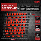 AMM 9-Piece Socket Organizer, 1/2, 3/8 & 1/4 inch Drive ABS Socket Holder, Heavy Duty Socket Racks
