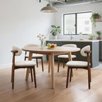 Farmhouse Dining Chairs Set of 2, Mid Century Modern Wooden Dining Room Chairs, Farmhouse Fabric Upholstered Kitchen Dinner Chairs for Living Room Restaurant Cafe, Walnut/Warm Grey