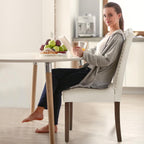 DUMOS Dining Chairs Set of 2, Fabric Kitchen Chairs for Living Room, Beige | Farmhouse, Upholstered, Wooden Legs, Padded Seat, High Back, Armless, Modern Accent, Dining Room, Restaurant