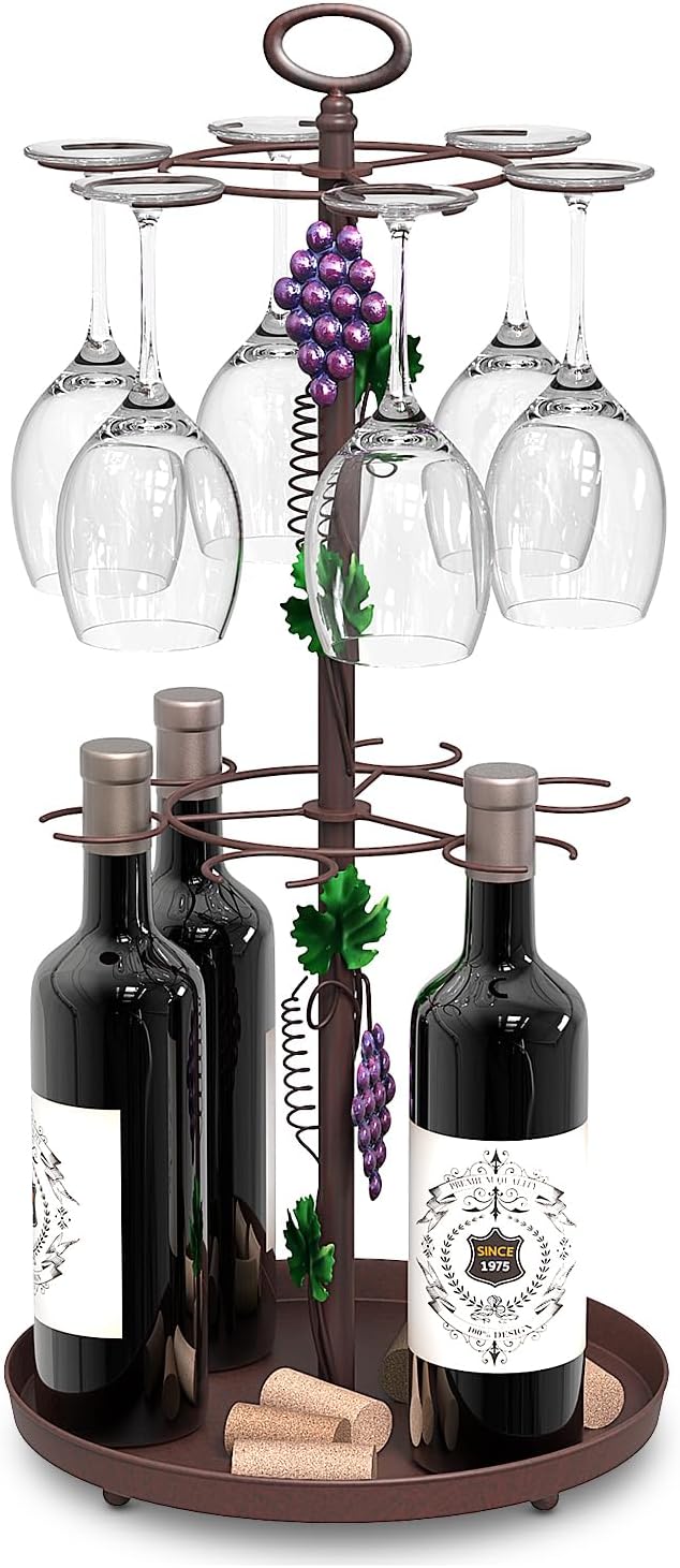 Tabletop Metal Wine Glass Drying Rack with 12 Hooks Countertop Cup Holder | C...