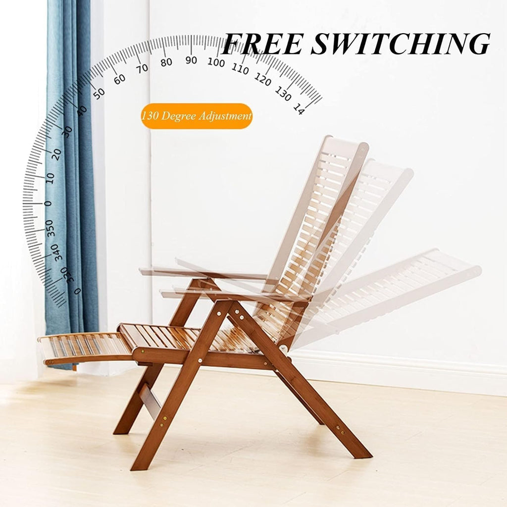 Rattan Recliner Chair Folding Lounge Cotton Cushion with Retractable Footrest Adjustable Indoor Outdoor(Grey2)