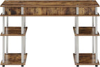 Convenience Concepts Designs2Go No Tools Desk Home Office Desk with Shelves, Corner Shelf Vanity Desk Computer Desk Nail Table for Nail Tech - 47.25" L x 15.75" W x 30" H, Barnwood