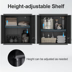 Steel Wall Cabinet, Metal Locking Wall Cabinet, Wall Hanging Metal Cabinet for Garage Tool Storage, Wall Mount Tool Cabinet for Garage, Laundry Room, Pantry, Black
