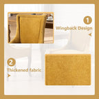 Modern Dining Chairs Set of 4, High Back Dining Chairs Side Chairs with Solid Wood Legs, Upholstered Fabric Dining Room Chairs for Dining Room Kitchen, Yellow
