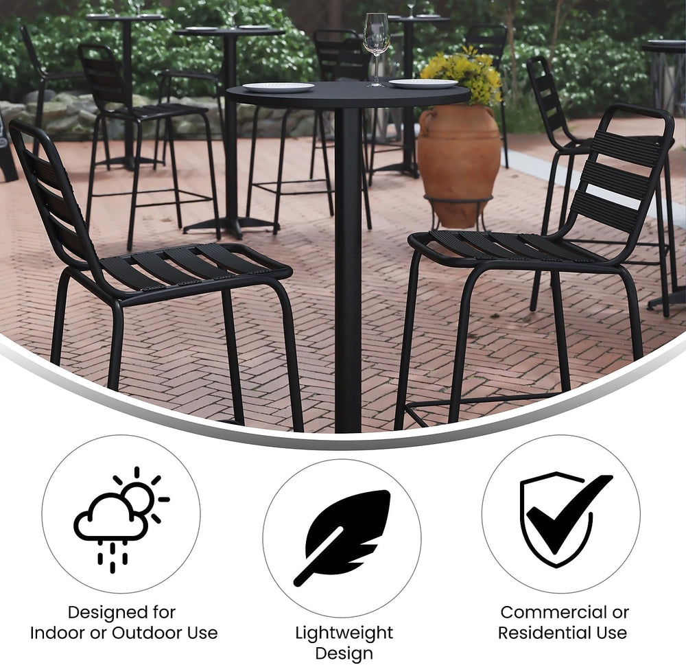 Flash Furniture 23.25 in Indoor/Outdoor Round Table with Flip-Up Top, Black