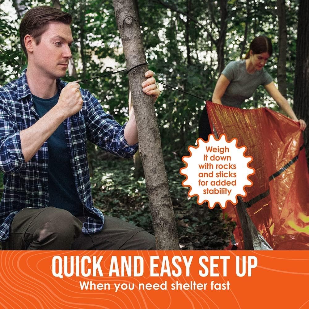 Survival Life Tent • 2 Person Mylar Emergency Shelter Tube Tent + Paracord • ...