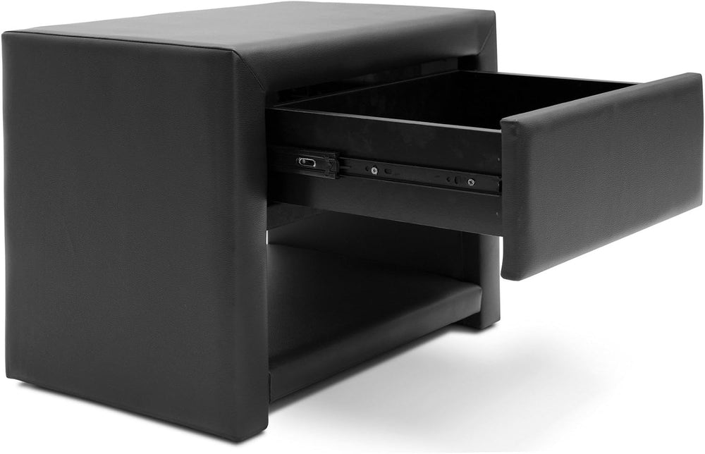 Baxton Studio Massey Upholstered Modern Nightstand, Black