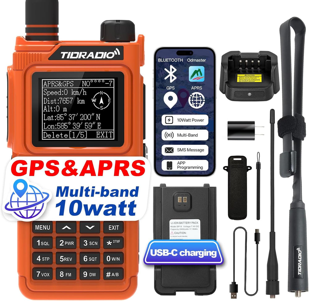 TIDRADIO TD-H9 10Watt GPS&APRS Ham Radio Multi-Band;Capable of Bluetooth ...