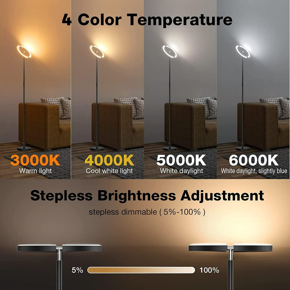 SIBRILLE LED Floor Lamp - Dimmable Tall Standing Lamp with Remote Control/But...