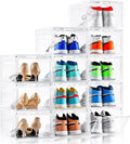 Clemate Upgraded X-Large Shoe Organizer,Shoe Storage Organizer,12 Pack,Shoe Box Clear Plastic Stackable,Drop Front Shoe Box with Clear Door, Shoe Containers For Sneaker Display,Fit up to US Size13