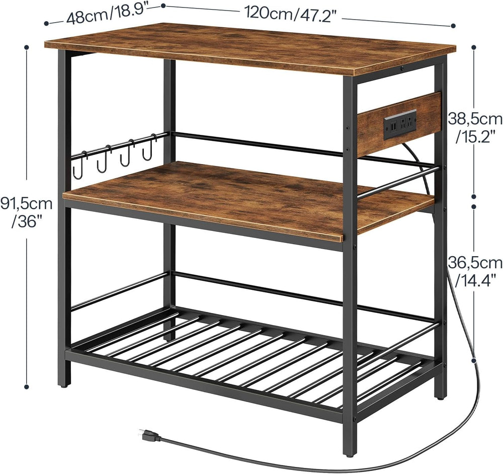 HOOBRO Kitchen Island with Storage, Kitchen Island Table with Power Outlet, 4...