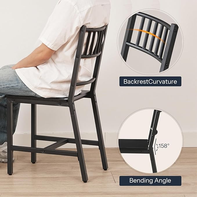 HOOBRO Kitchen Chairs Set of 2, Wooden Dining Room Chairs with Metal Frame, D...