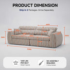 111" Chenille Woven Convertible Sofa Bed Boneless Couch High Backrest | No Assembly Couch in a Box, Modular Sectional Sleeper Sofa for Living Room,Bedroom,Office,King Size Compressed Sofa