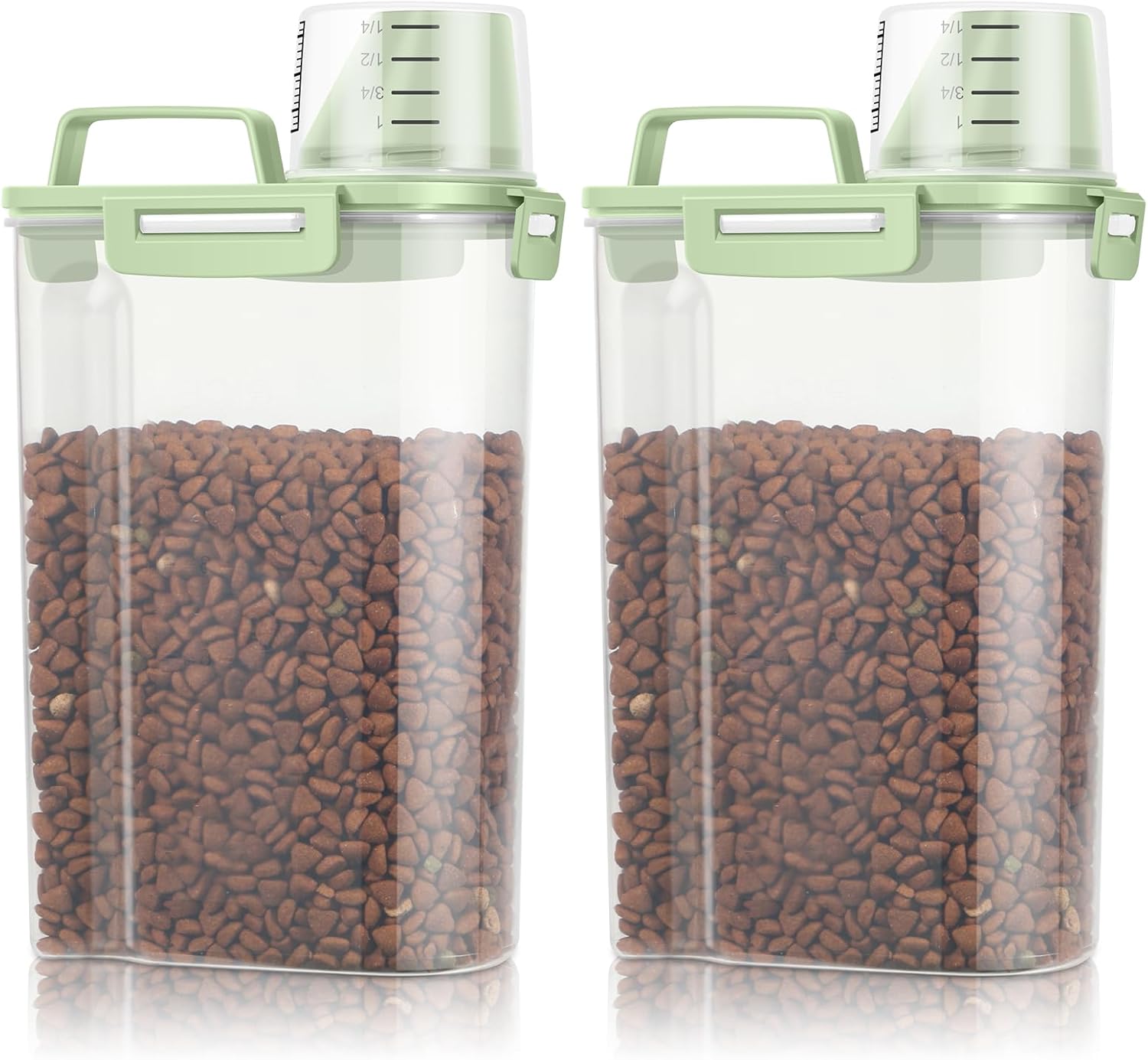TBMax Small Dog Cat Food Storage Containers 2 Pack, Travel-Friendly Pet Food Container with Spout & Measuring Cup, Kid-Friendly Pet Feeding Dispenser, Portable Dog Treat Bird Seed Container