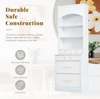 Mirightone 83.7Inch Tall Kitchen Pantry Cabinet, Corner Cabinet with 5 Storage Drawers and Adjustable Shelf, Freestanding Kitchen Pantry with Faux Marble Top, Set of 2, White