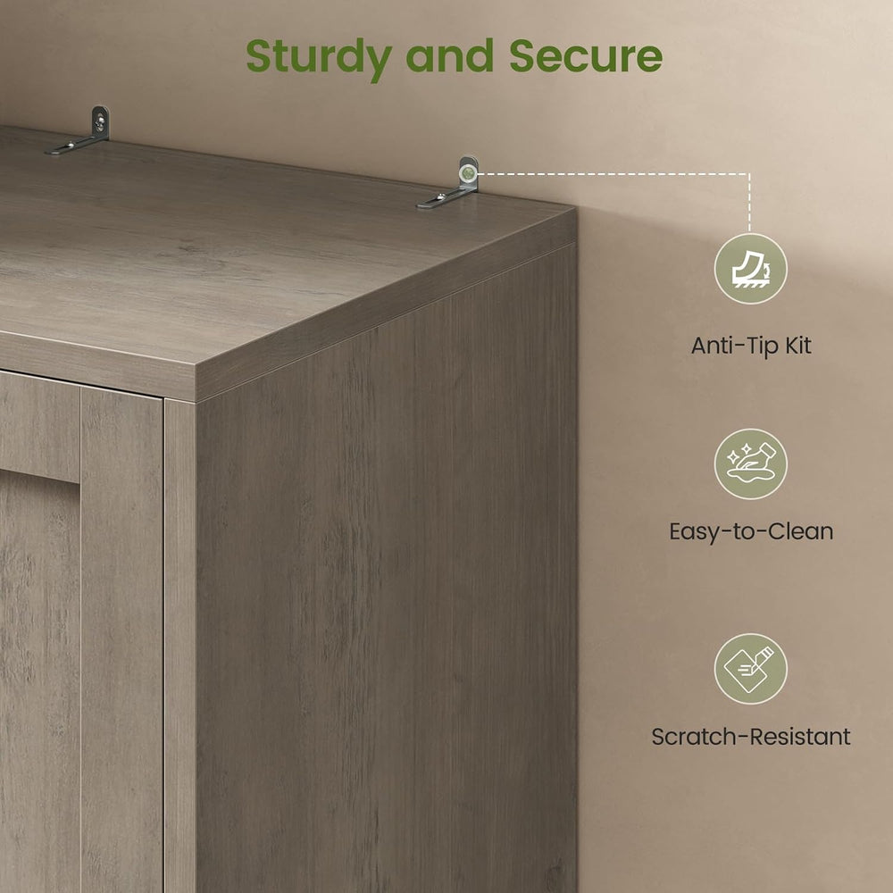 Itaar Narrow Kitchen Pantry Cabinet with 3 Door Shelves & 3 Drawer, Grey ...