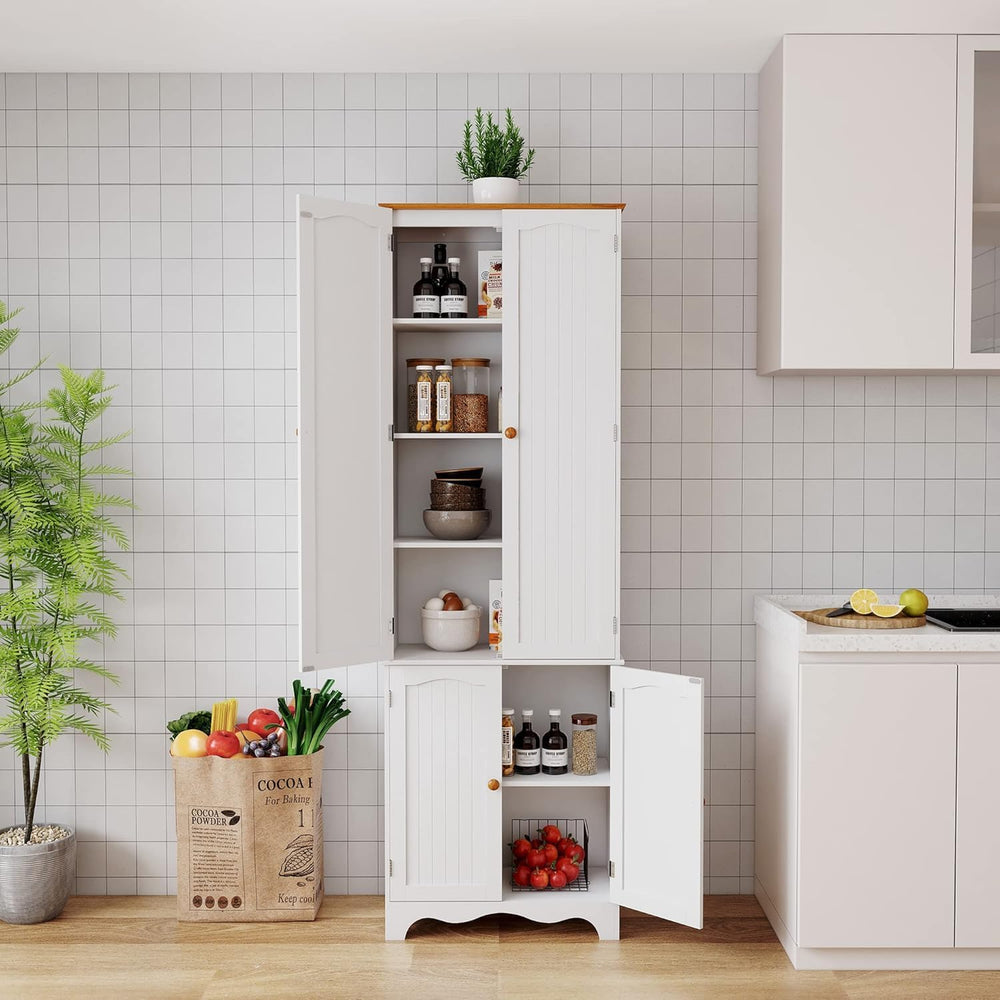 Yusong 72'' Tall Kitchen Pantry Cabinet, Freestanding Storage Cabinet...