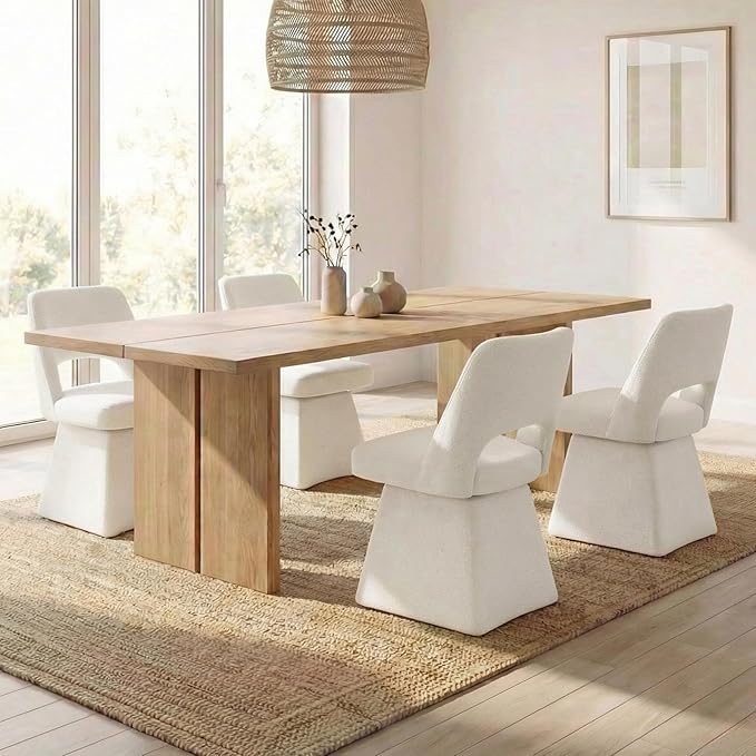 VKNOW Upholstered Swivel Dining Chairs Set of 2, Modern Dining Room Chairs with Open Back, Chenille Fabric Kitchen Chairs for Dining Room, Living Room, Bedroom, Vanity, Beige