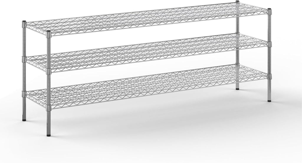 18" Deep x 72" Wide x 27" Height Wire Shelving Kit | 3-Tier | NSF Commercial Storage Rack Unit