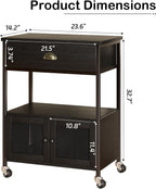 Catrimown Coffee Bar Cart Cabinet,3 Tier Coffee Station Table on Wheels,Coffee Cart with Storage for Home Kitchen, Liquor Buffet Sideboard Cabinet, Black