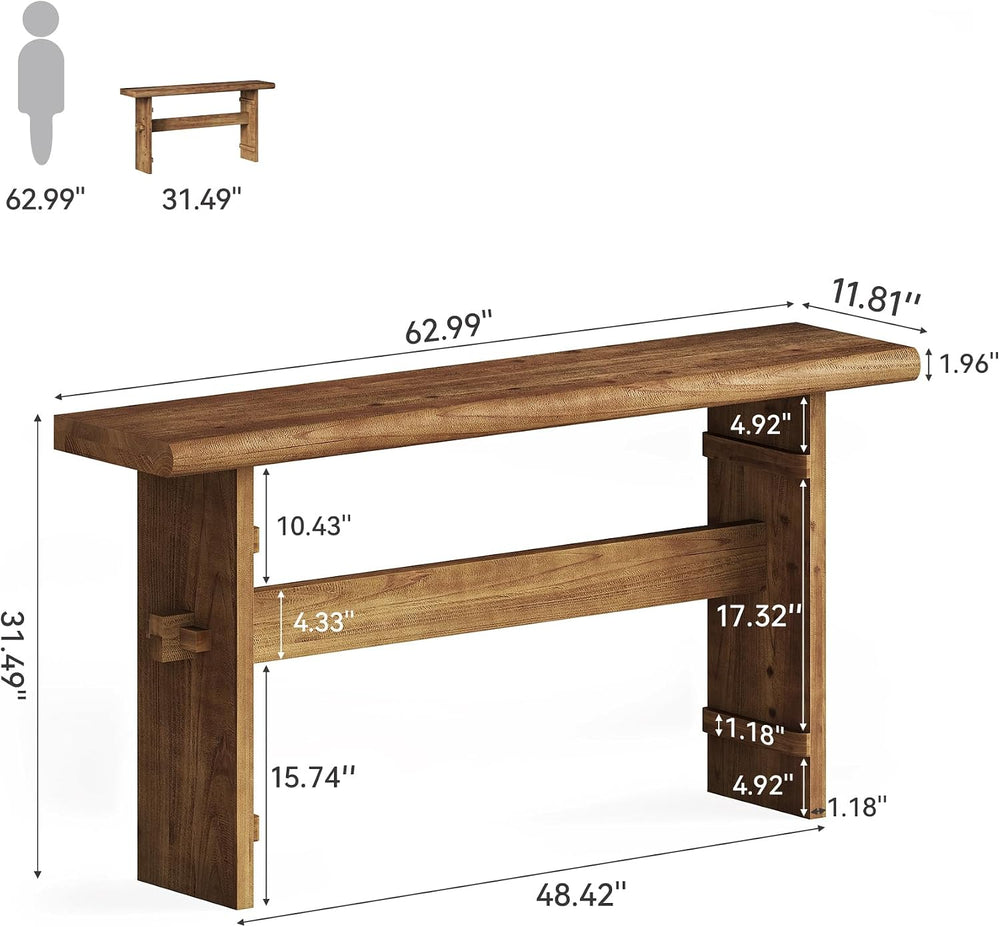 TRIBEWOOD 63-Inch Solid Wood Console Table for Entryway, Narrow Long Farmhous...