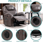 Modern Swivel Rocker Recliner Chair with Massage and Heat Manual Glider Lounge Recliner with Cup Holder and Vibration for Living Room Bedroom