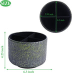 lizimandu Round Leather Art Supply Organizer,Remote Control Holder,360 Degree Spinning,Multi-Functional Pencil Holder,4 Compartments Desktop Stationary Organizer(1-Carved Metal Green2)