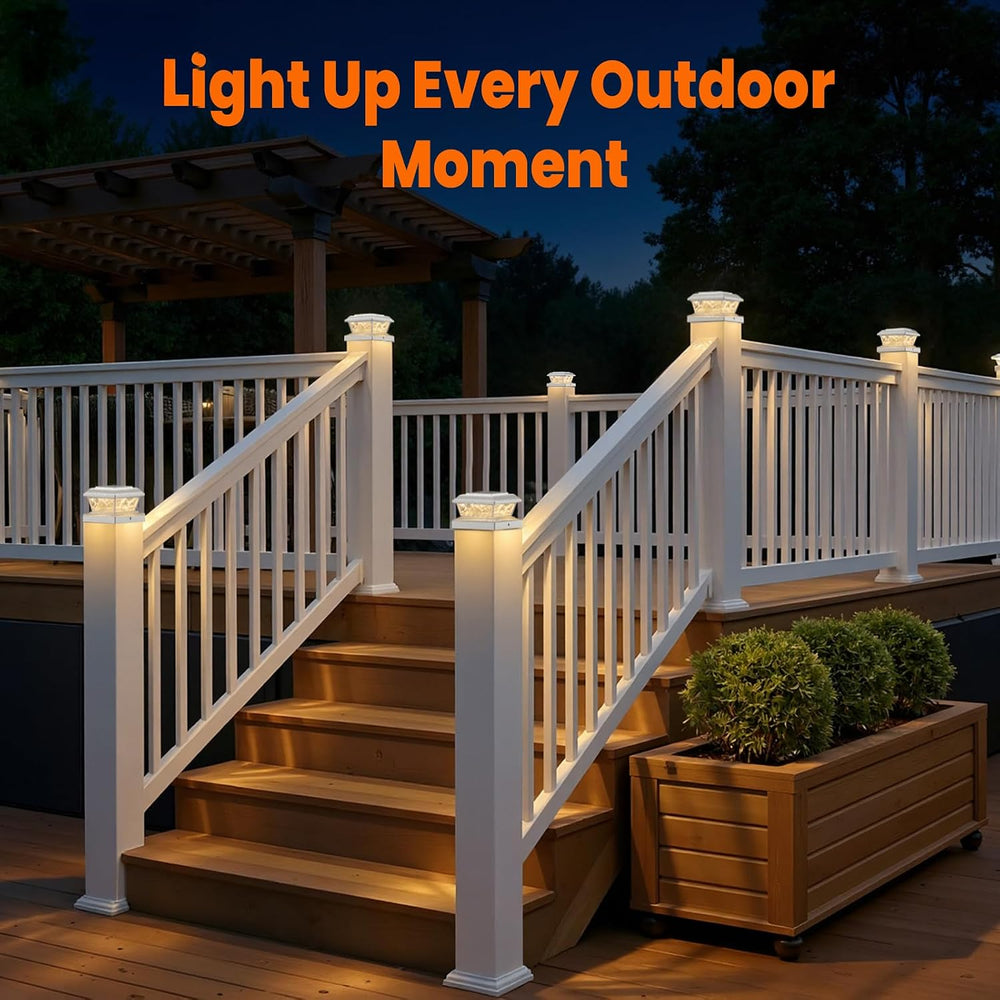 Brightever 4x4 Post Solar Lights, Solar Post Cap Lights White 6-Pack