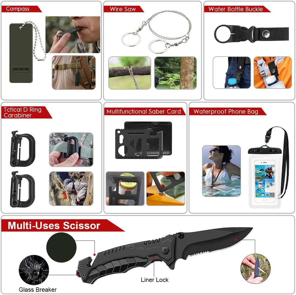 Survival Kit, 251 Pcs Survival Gear Emergency Supplies First Aid Kit