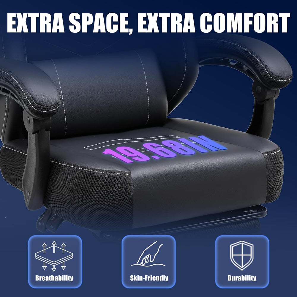 GTPLAYER Gaming Chair with Footrest, Recliner Chair with Headrest & Lumba...