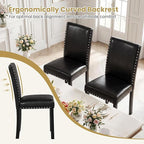 Giantex Black Dining Chairs Set of 4, Faux Leather Upholstered Parsons Kitchen Chairs with Solid Rubber & Bent Wood Legs, Thick Padded Seat, Armless Side Chairs for Living Dining Room Restaurant