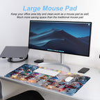 Snowman Christmas Mouse Pad XXL – Large Holiday Desk Mat with Cute Snowmen & Lights, Extended Non-Slip Mousepad for Office, Gift, Winter Decorations,31.5 x 11.8 in