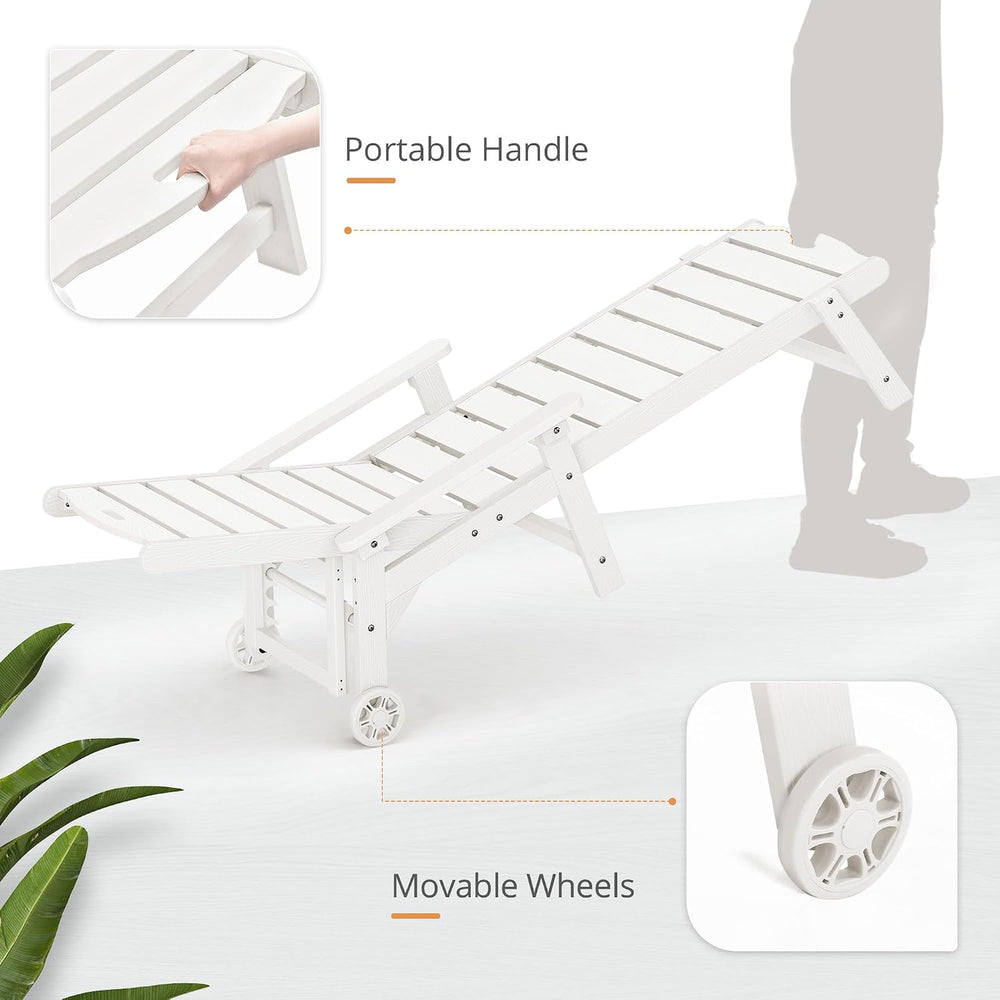 LUE BONA Outdoor Chaise Lounge, 5‑Position, 2‑Pack, White