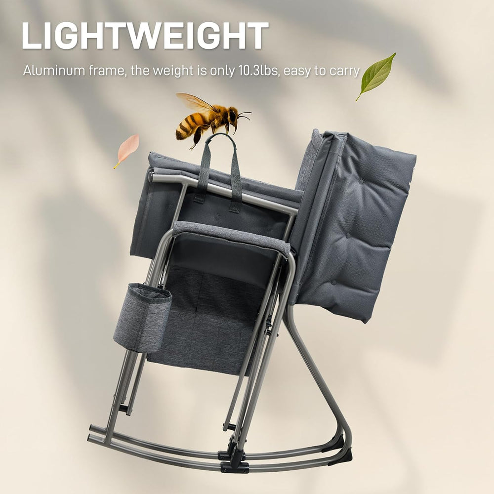 EVER ADVANCED Lightweight Folding Rocking Camping Chair, Padded Portable Rock...
