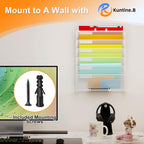 Kuntine.B Wall File Organizer Hanging Magazine Holder (White, 7 Tier 2 Pack)