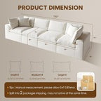 130" Modern Modular L Shaped Couch, Sectional Couches for Living Room, Deep Seat Cloud Couch, No Assembly Required Sleeper Sofa, Boneless Couches with Armrests, White