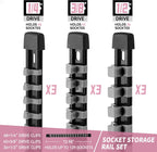 Socket Organizer Drive ABS Tools - Grey Socket Holder, Premium Quality 9 Pieces Socket Holders Kit 1/4-Inch x 48 Clips, 3/8-Inch x 45 Clips, 1/2-Inch x 36 Clips（9PC,Grey)