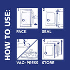 Hefty Vacuum Bags for Clothes 4 Pack, Space Saving Large Vacuum Storage Bags (34 X 22 Inches) Compression Seal for Bedding, Travel Pump Included (4 Large Heavy Duty)