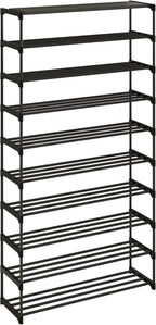 Calmootey 10-Tier Shoe Rack, Tall Large Capacity 50 Pairs Shoes Storage Organizer, Stackable Wide Shoe Shelf for Entryway, Hallway, Black