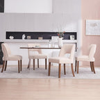 VKNOW Wooden Dining Chairs Set of 4, Modern Fabric Upholstered Dining Room Chair Kitchen Chairs, Farmhouse Dinner Chair for Kitchen Dining Room, Beige