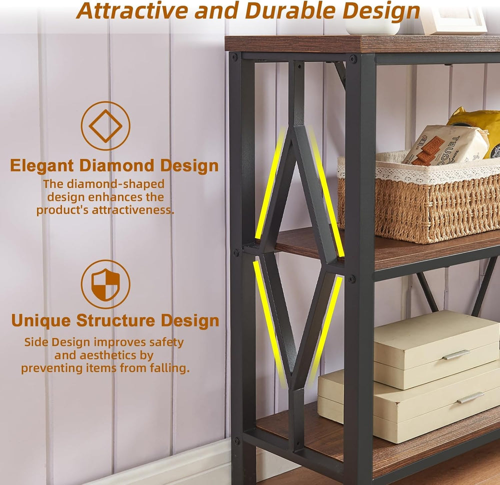 HOMISSUE Sofa Console Table, Rustic Console Table with 3-Tier Storage, Engine...