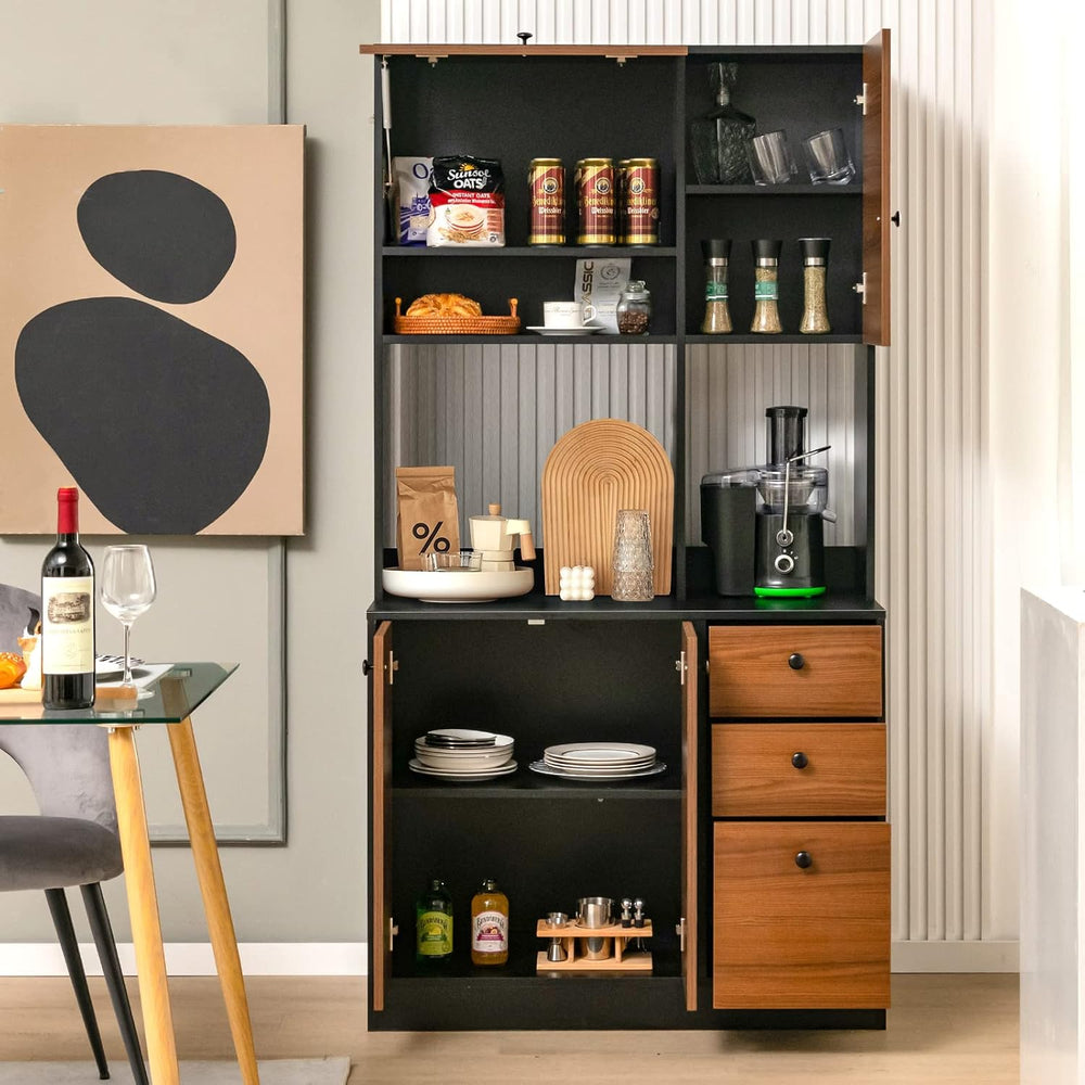 Giantex Kitchen Pantry, Buffet Hutch with 3 Storage Cabinet, 71'' Flo...