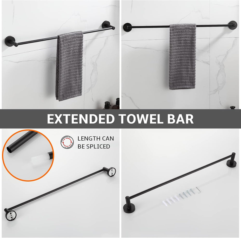 BGL Bathroom Hardware Set Matte Black 4-Pieces Bathroom Towel Rack 24 Inches ...